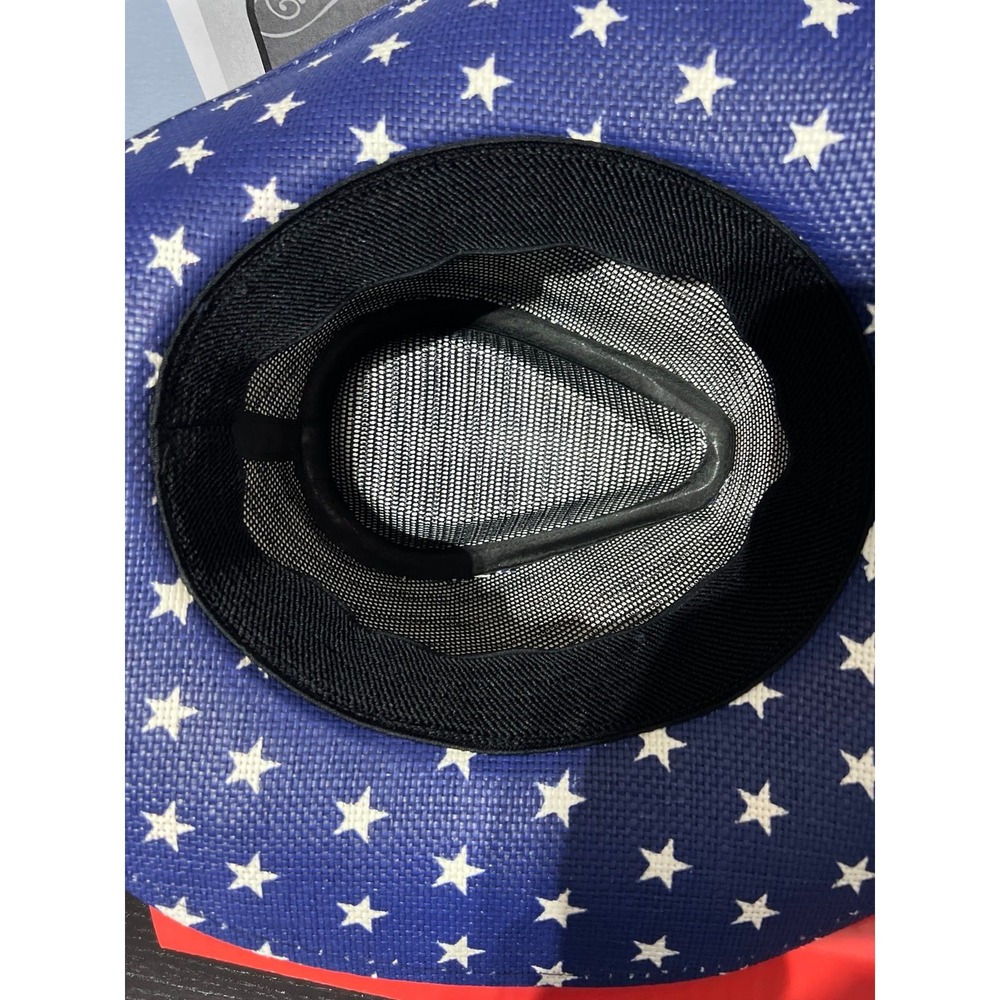 USA Flag Red White & Blue Stars & Stripes Western Cowboy Hat with S Patch - Picture 6 of 6